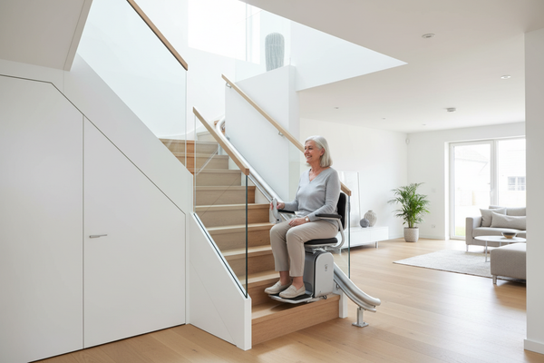 Residential stairlift on indoor staircase